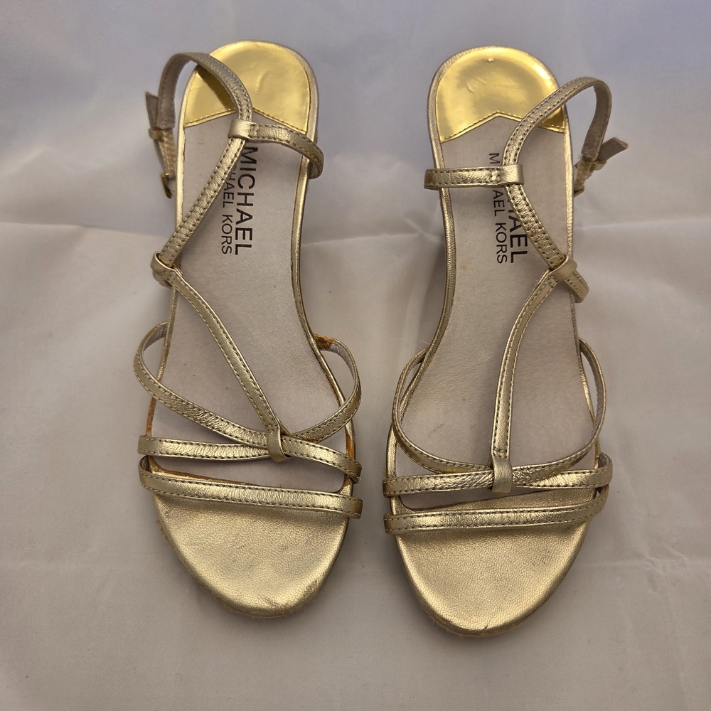 Michael Kors Gold Strappy Open-Toe Sandals